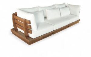 Mirella 112.75" Water Resistant Fabric Upholstered 3pc. Outdoor Patio Modular Sofa
