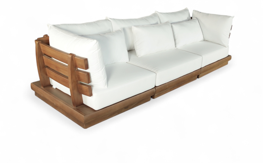Mirella 112.75" Water Resistant Fabric Upholstered 3pc. Outdoor Patio Modular Sofa