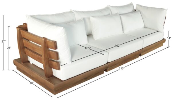 Mirella 112.75" Water Resistant Fabric Upholstered 3pc. Outdoor Patio Modular Sofa