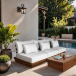 Mirella 111" Water Resistant Fabric Upholstered 3pc. Outdoor Patio Modular Sofa