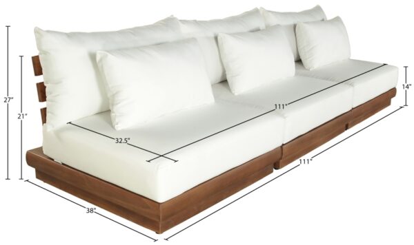 Mirella 111" Water Resistant Fabric Upholstered 3pc. Outdoor Patio Modular Sofa