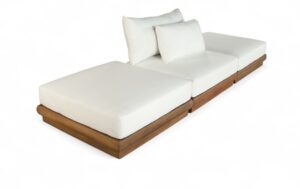 Mirella 111" Water Resistant Fabric Upholstered 3pc. Outdoor Patio Modular Sofa