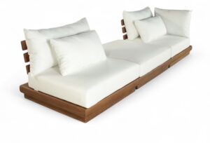 Mirella 112" Water Resistant Fabric Upholstered 3pc. Outdoor Patio Modular Sofa