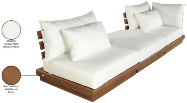Mirella 112" Water Resistant Fabric Upholstered 3pc. Outdoor Patio Modular Sofa