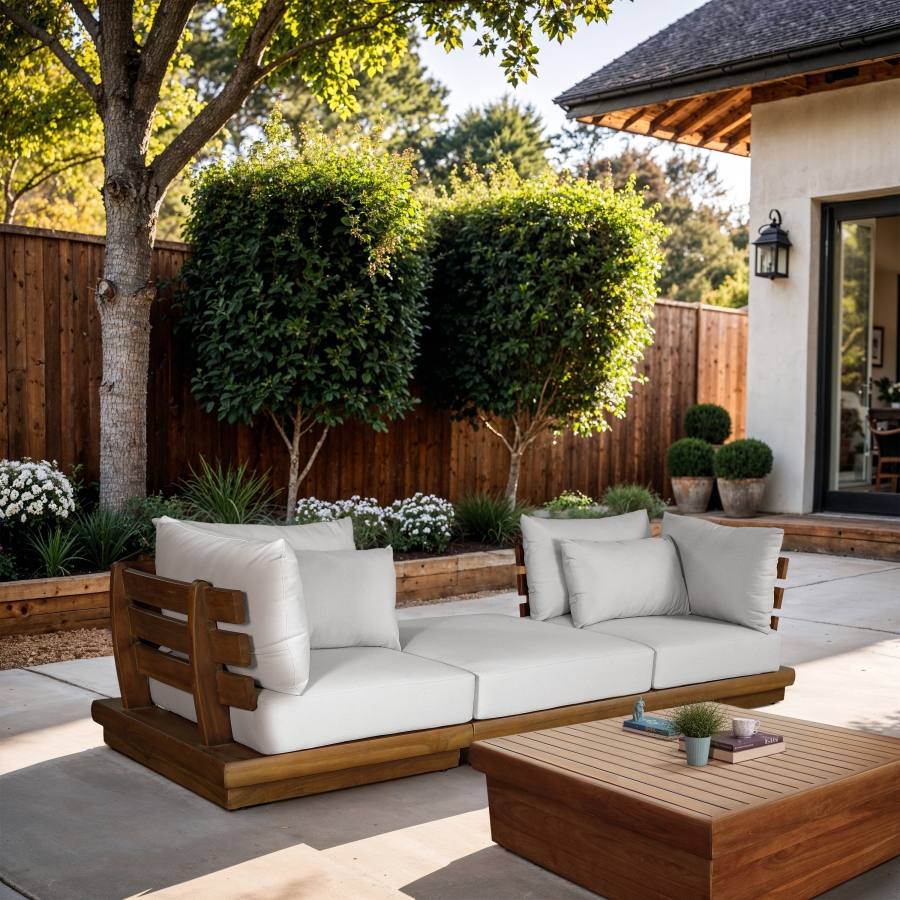 Mirella 112.75" Water Resistant Fabric Upholstered 3pc. Outdoor Patio Modular Sofa