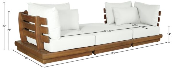 Mirella 112.75" Water Resistant Fabric Upholstered 3pc. Outdoor Patio Modular Sofa