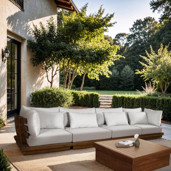 Mirella 149.75" Water Resistant Fabric Upholstered 4pc. Outdoor Patio Modular Sofa