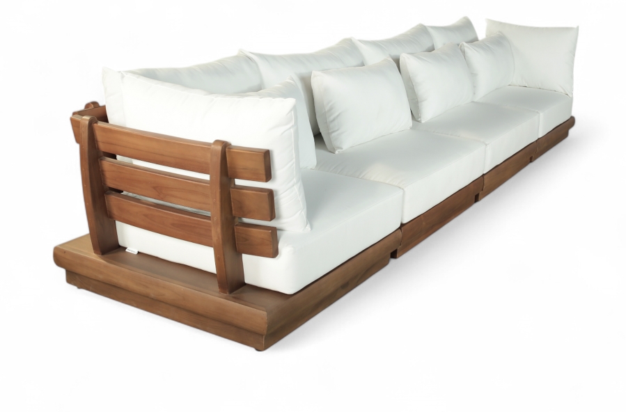 Mirella 149.75" Water Resistant Fabric Upholstered 4pc. Outdoor Patio Modular Sofa