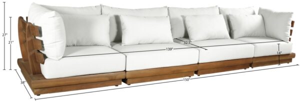 Mirella 149.75" Water Resistant Fabric Upholstered 4pc. Outdoor Patio Modular Sofa