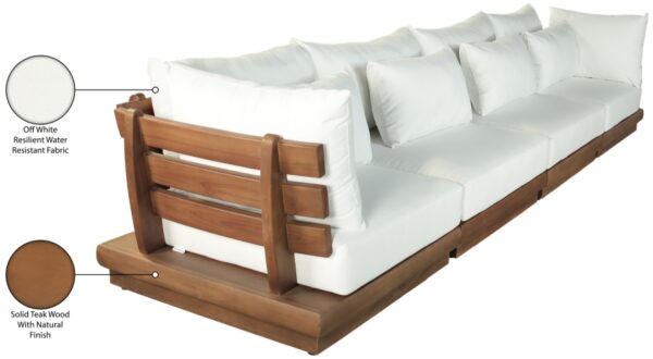 Mirella 149.75" Water Resistant Fabric Upholstered 4pc. Outdoor Patio Modular Sofa