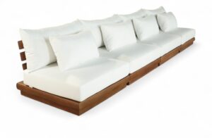 Mirella 148" Water Resistant Fabric Upholstered 4pc. Outdoor Patio Modular Sofa