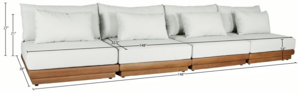 Mirella 148" Water Resistant Fabric Upholstered 4pc. Outdoor Patio Modular Sofa