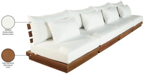 Mirella 148" Water Resistant Fabric Upholstered 4pc. Outdoor Patio Modular Sofa