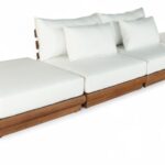Mirella 148" Water Resistant Fabric Upholstered 4pc. Outdoor Patio Modular Sofa