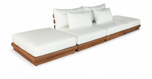 Mirella 148" Water Resistant Fabric Upholstered 4pc. Outdoor Patio Modular Sofa