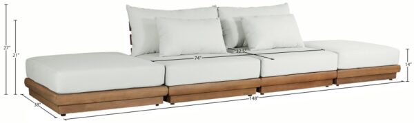 Mirella 148" Water Resistant Fabric Upholstered 4pc. Outdoor Patio Modular Sofa