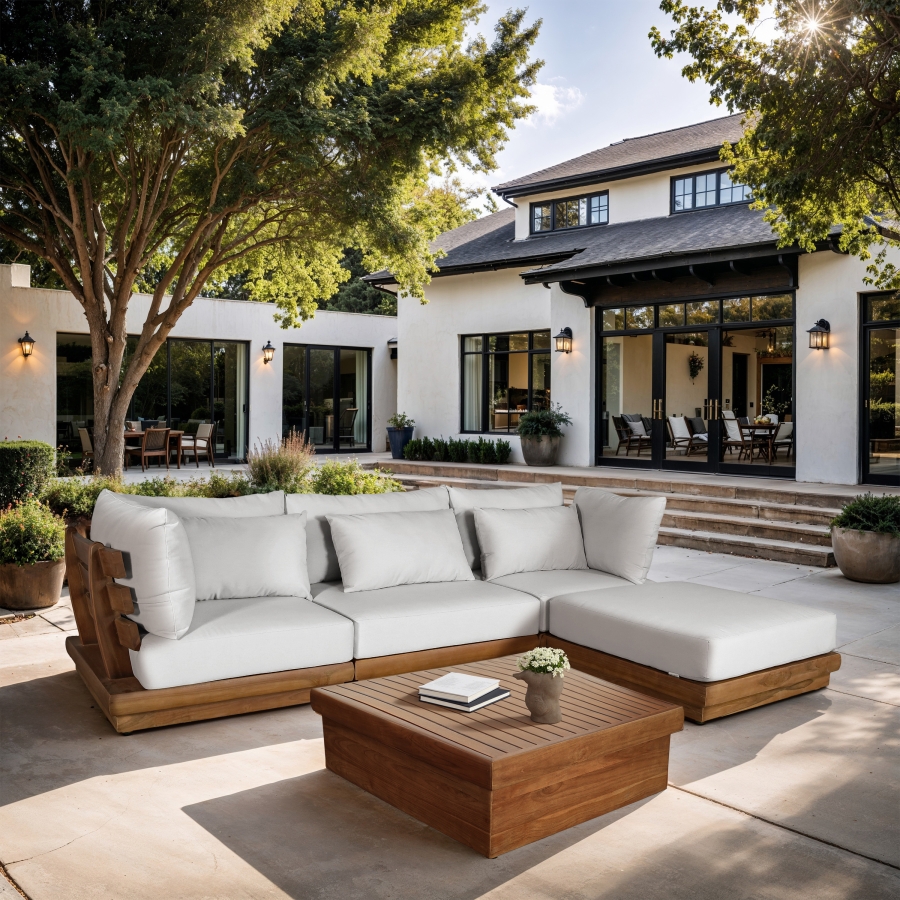 Mirella 112.75" Water Resistant Fabric Upholstered 4pc. Outdoor Patio Modular Sectional
