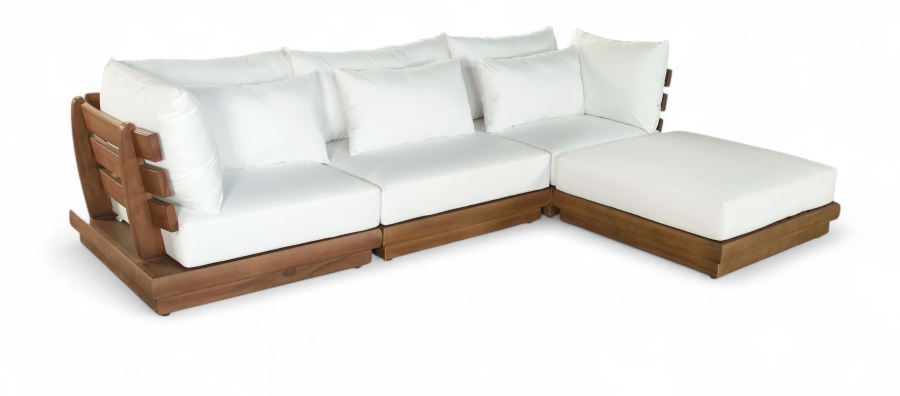 Mirella 112.75" Water Resistant Fabric Upholstered 4pc. Outdoor Patio Modular Sectional