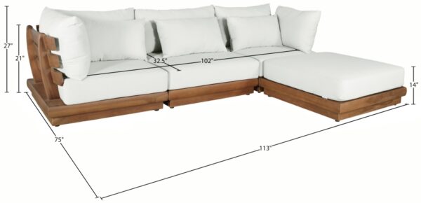 Mirella 112.75" Water Resistant Fabric Upholstered 4pc. Outdoor Patio Modular Sectional