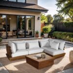 Mirella 112.75" Water Resistant Fabric Upholstered 4pc. Outdoor Patio Modular Sectional