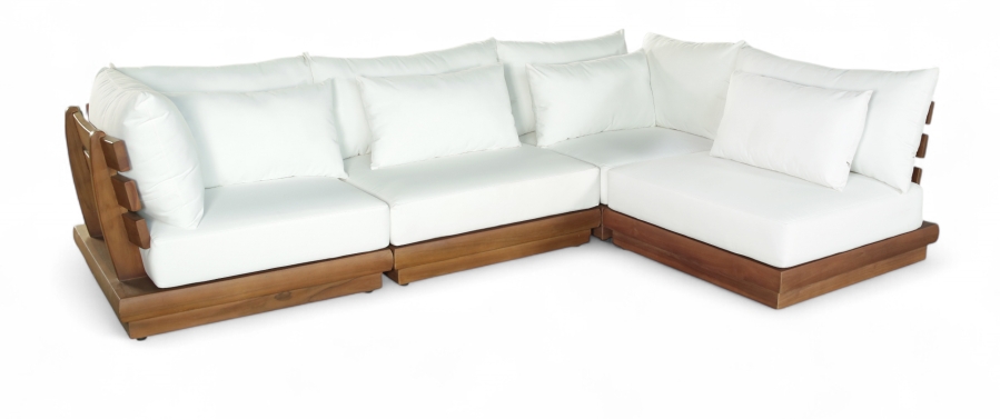 Mirella 112.75" Water Resistant Fabric Upholstered 4pc. Outdoor Patio Modular Sectional