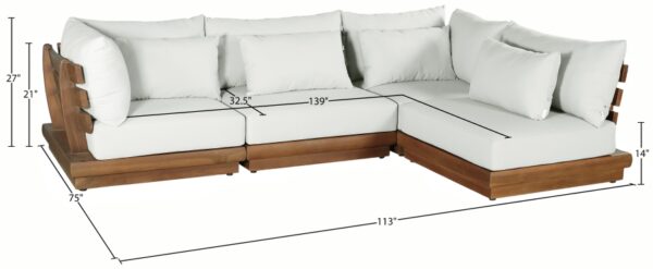 Mirella 112.75" Water Resistant Fabric Upholstered 4pc. Outdoor Patio Modular Sectional