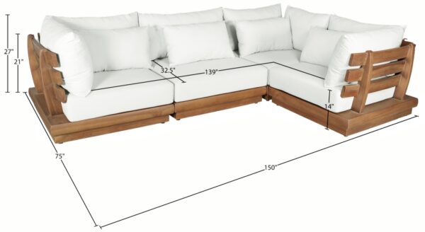 Mirella 112.75" Water Resistant Fabric Upholstered 4pc. Outdoor Patio Modular Sectional