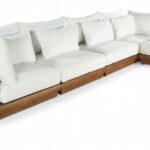 Mirella 149.75" Water Resistant Fabric Upholstered 5pc. Outdoor Patio Modular Sectional