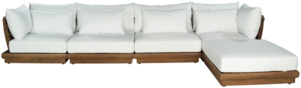 Mirella 149.75" Water Resistant Fabric Upholstered 5pc. Outdoor Patio Modular Sectional