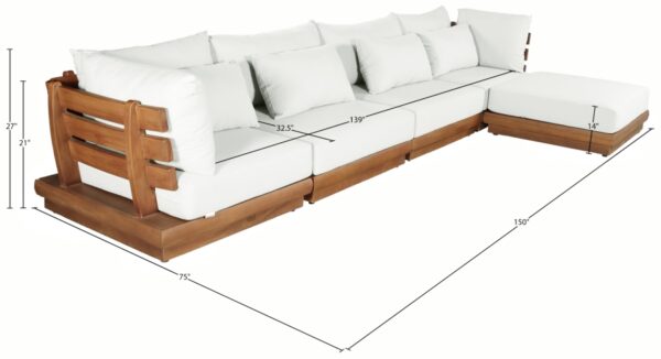 Mirella 149.75" Water Resistant Fabric Upholstered 5pc. Outdoor Patio Modular Sectional