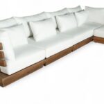 Mirella 149.75" Water Resistant Fabric Upholstered 5pc. Outdoor Patio Modular Sectional