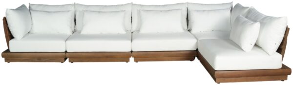 Mirella 149.75" Water Resistant Fabric Upholstered 5pc. Outdoor Patio Modular Sectional