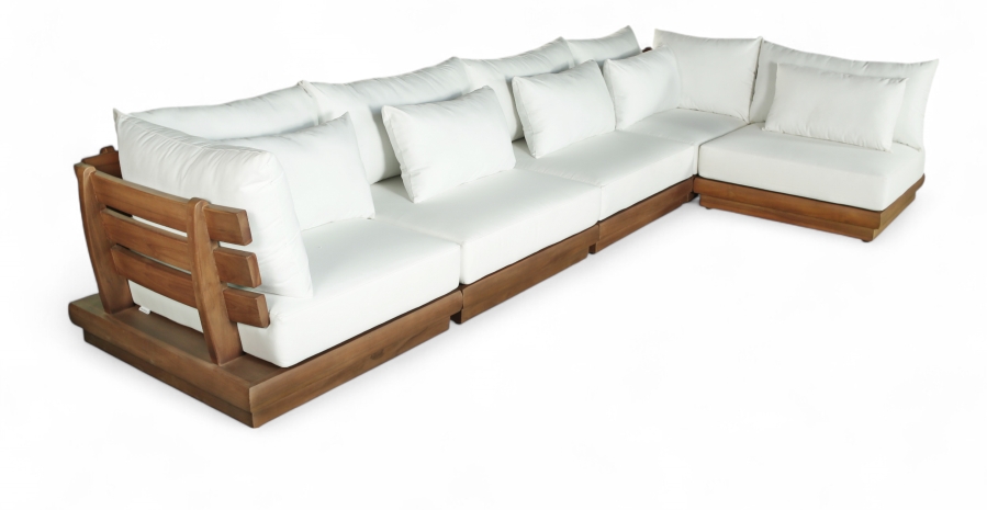Mirella 149.75" Water Resistant Fabric Upholstered 5pc. Outdoor Patio Modular Sectional