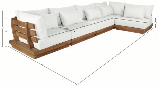 Mirella 149.75" Water Resistant Fabric Upholstered 5pc. Outdoor Patio Modular Sectional