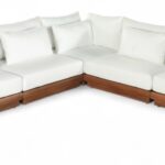 Mirella 149.75" Water Resistant Fabric Upholstered 5pc. Outdoor Patio Modular Sectional