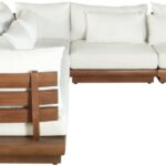 Mirella 149.75" Water Resistant Fabric Upholstered 5pc. Outdoor Patio Modular Sectional
