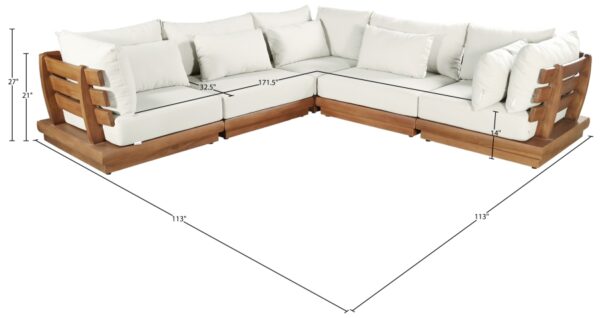 Mirella 149.75" Water Resistant Fabric Upholstered 5pc. Outdoor Patio Modular Sectional