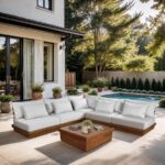 Mirella 112" Water Resistant Fabric Upholstered 5pc. Outdoor Patio Modular Sectional