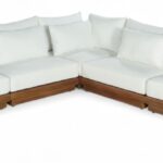 Mirella 112" Water Resistant Fabric Upholstered 5pc. Outdoor Patio Modular Sectional