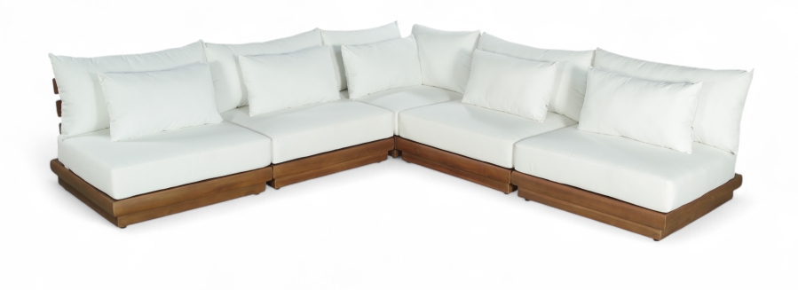 Mirella 112" Water Resistant Fabric Upholstered 5pc. Outdoor Patio Modular Sectional