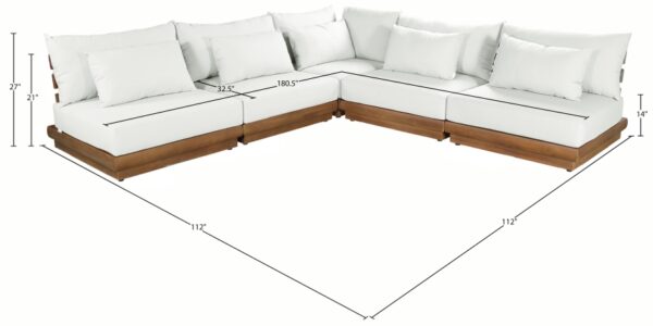 Mirella 112" Water Resistant Fabric Upholstered 5pc. Outdoor Patio Modular Sectional