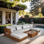 Mirella 149.75" Water Resistant Fabric Upholstered 6pc. Outdoor Patio Modular Sectional