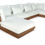Mirella 149.75" Water Resistant Fabric Upholstered 6pc. Outdoor Patio Modular Sectional