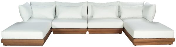 Mirella 149.75" Water Resistant Fabric Upholstered 6pc. Outdoor Patio Modular Sectional