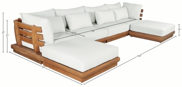 Mirella 149.75" Water Resistant Fabric Upholstered 6pc. Outdoor Patio Modular Sectional