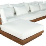 Mirella 149.75" Water Resistant Fabric Upholstered 6pc. Outdoor Patio Modular Sectional