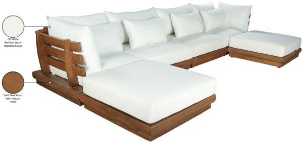 Mirella 149.75" Water Resistant Fabric Upholstered 6pc. Outdoor Patio Modular Sectional