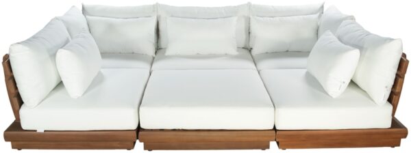 Mirella 112.75" Water Resistant Fabric Upholstered 6pc. Outdoor Patio Modular Sectional
