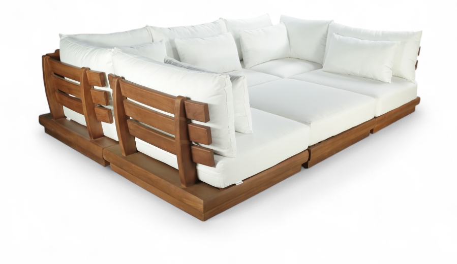 Mirella 112.75" Water Resistant Fabric Upholstered 6pc. Outdoor Patio Modular Sectional