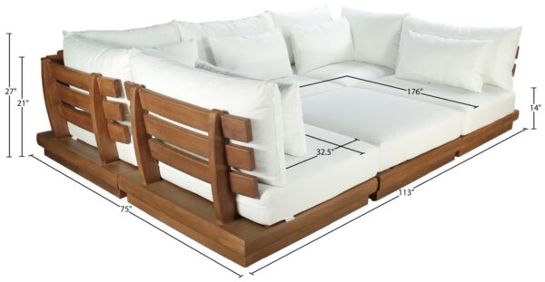 Mirella 112.75" Water Resistant Fabric Upholstered 6pc. Outdoor Patio Modular Sectional